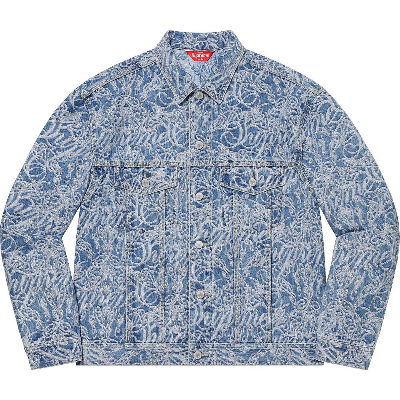 Script Jacquard Denim Trucker Jacket view 11